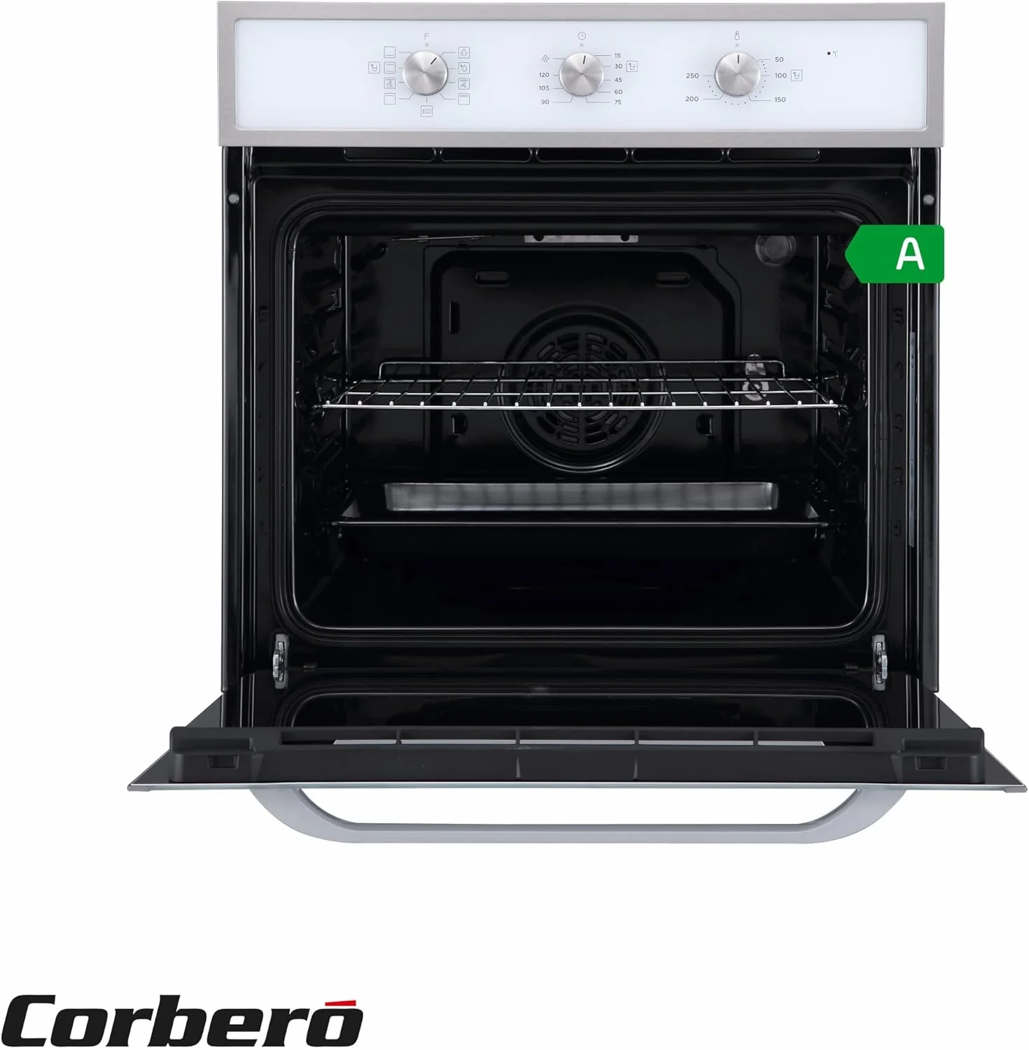 Corberó - Horno convección 70L | CCHM603W | 60x60x58 cm |Convencional con 4 Programas | Luz Interior | Limpieza Hidrólisis | Puerta Doble Cristal | 2100W | Blanco perfil Inox