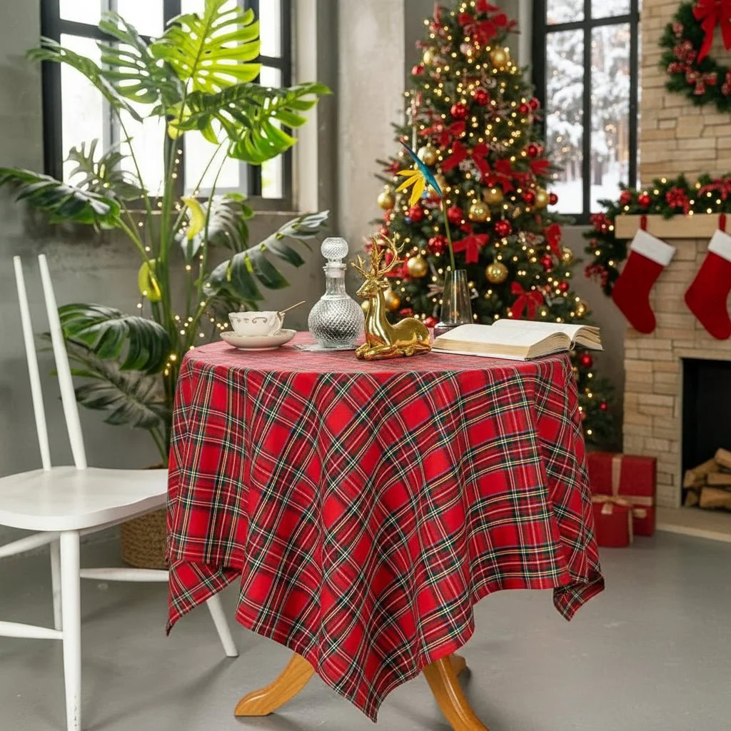 CAROLTARTAN – Feestelijke geruite tafelkleed van duurzaam polyester voor het kerstmaal