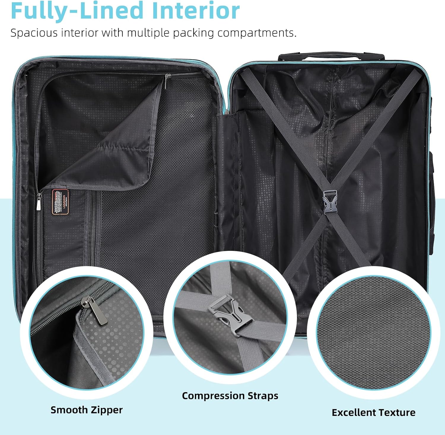 6-piece luggage set, expandable hardshell suitcase set with spinner wheels, lightweight rolling luggage set