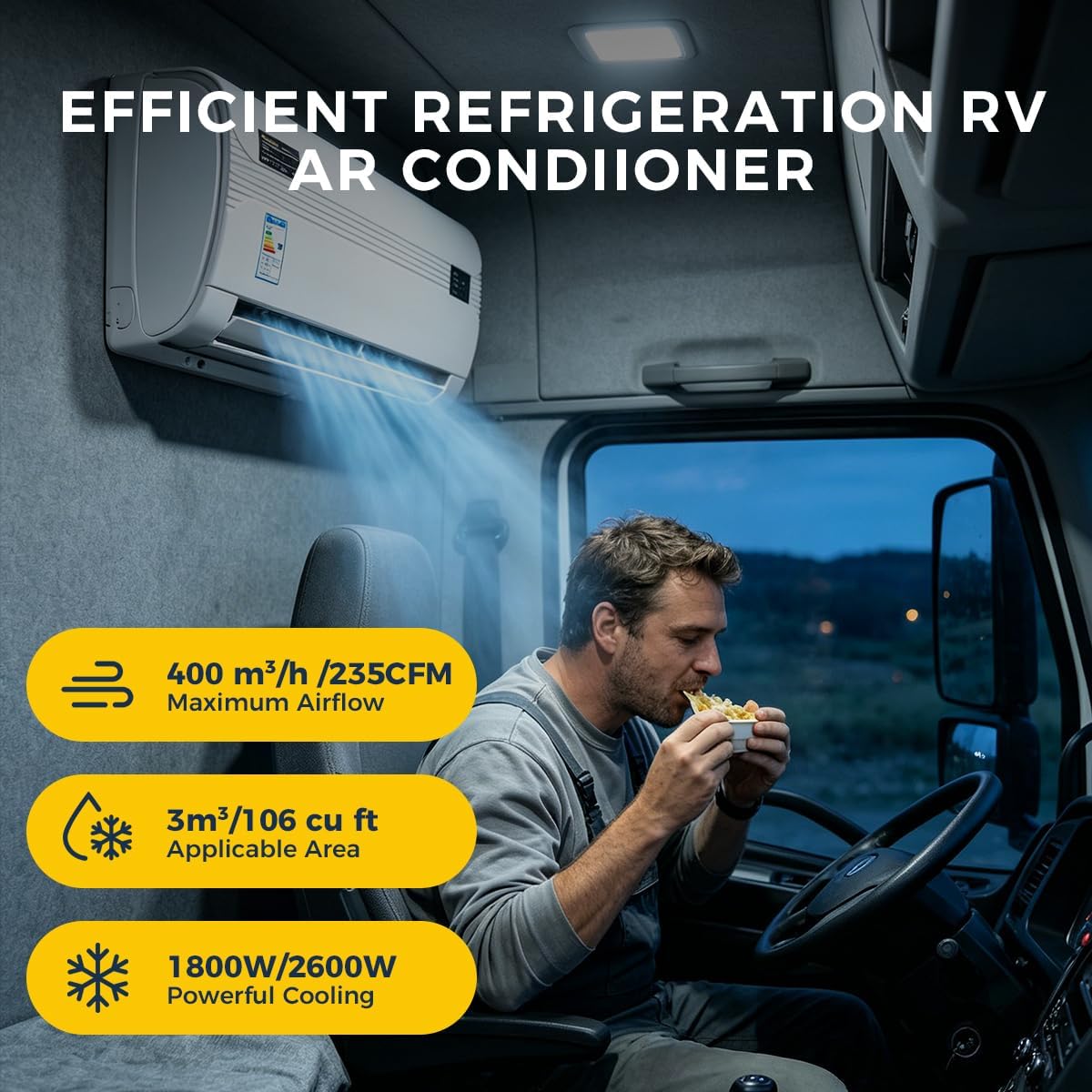 Sunster Split Klimaanlage Wohnwagen, Electric AC Unit 12 Volt Fit für Wohnmobile Bus Anhänger Traktoren Camper Van Parken Klimaanlage Schnelle Kühlung Low Noise