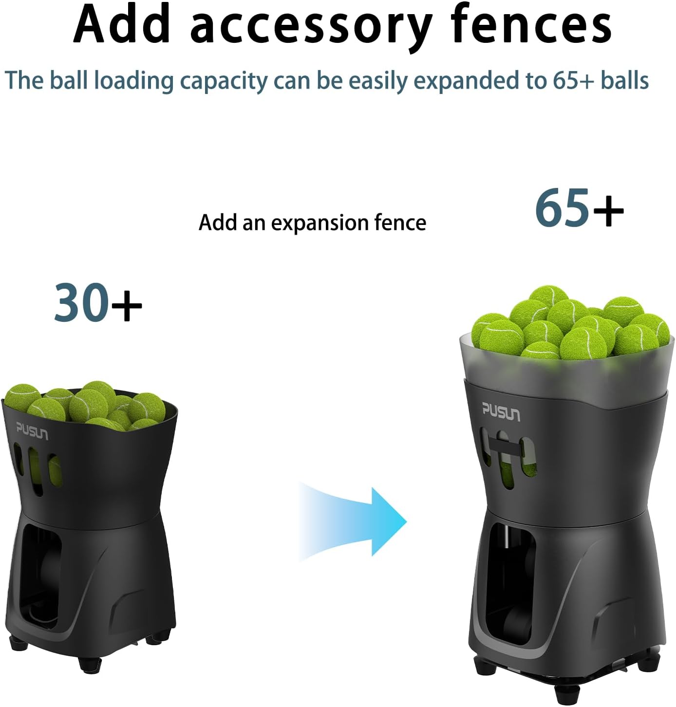PT-Mini Pro Tennisballmaschine – Professioneller automatischer Ballwerfer mit Fernbedienung, Smart-App-Steuerung, 65+ Ball-Hopper, batteriebetrieben, Tennis-Übungsgeräte für Erwachsene und Anfänger