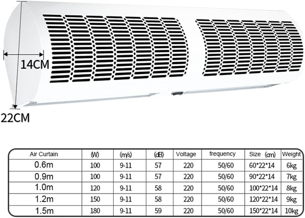 Wandmontierter Türluftschleier, 0.6M 0.9M 1.0M 1.2M 1.5M Luftschleier, Gewerblicher Luftschleier Für Tür, Fenster, Eingang, 2 Geschwindigkeiten (Size : 60cm)