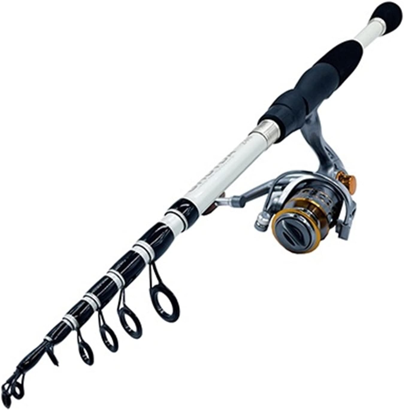 Angelset, ultraleichtes Teleskop-Angelruten-Set aus Carbon mit Rolle, Ködergewicht 10–30 g, Power-Angelrute, Reise-Geschenkrute, 1,6–2,4 m, Angelzubehör-Set (weiße Rute mit Rolle 2,1 m)