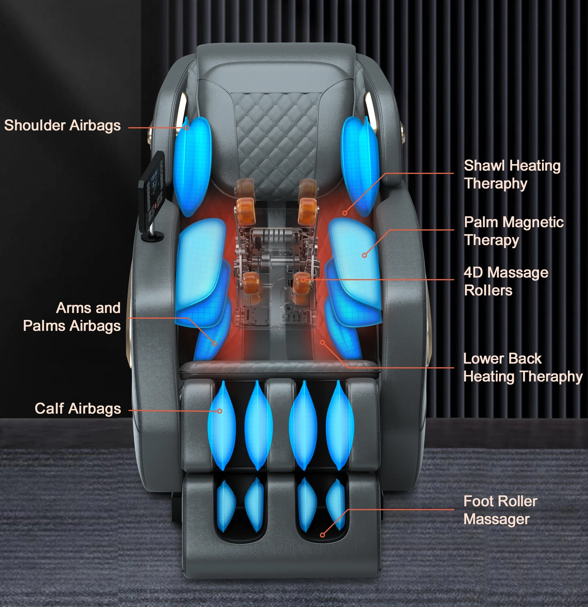 2025 4D Zero Gravity Massage Stoel ?C Shiatsu Volledig Lichaamsmassage met Spraakbesturing, SL Track en Yoga Stretch, Hoogwaardige Zwarte Leren Afwerking