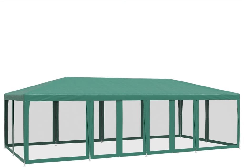Partyzelt mit 12 Mesh-Seitenteilen Grün 8x4 m HDPE