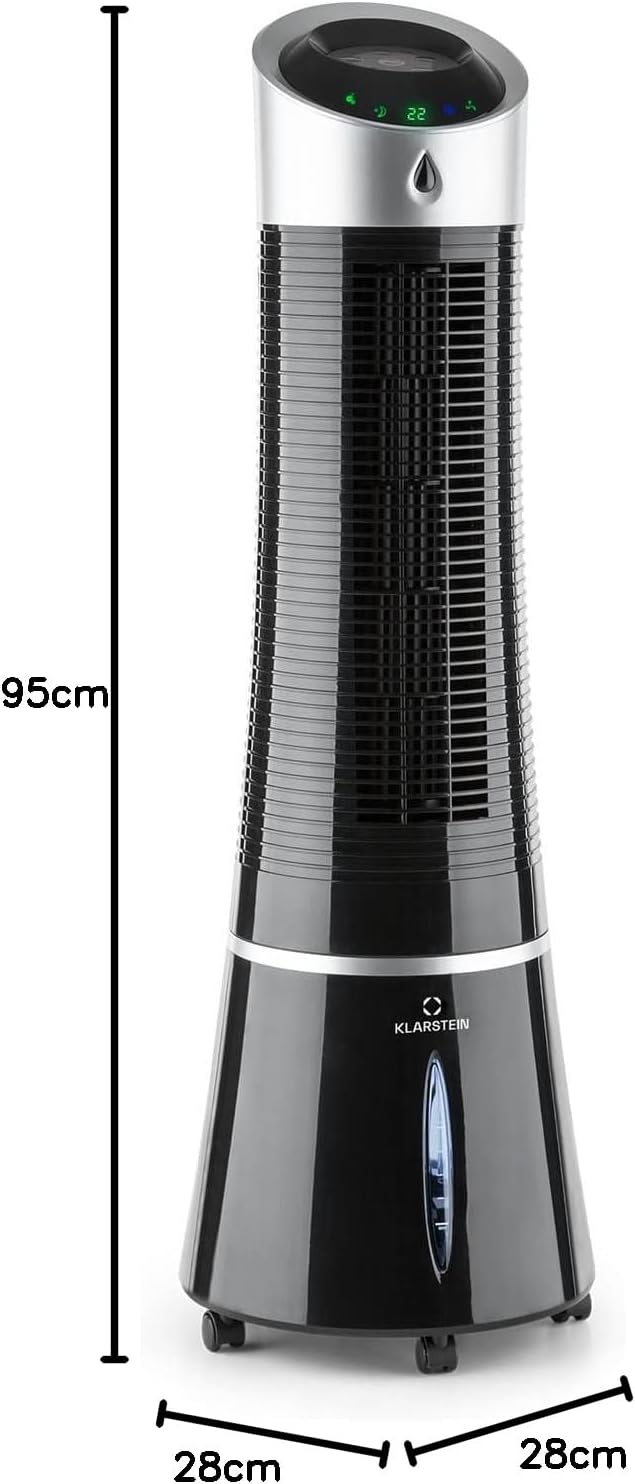 Klarstein 4-in-1: Smart Luftkühler, Ventilator, Luftbefeuchter & Ionisation I 6 L Wassertank, Oszillation, 30 W, 210 m³/h, Timer I Klimagerät ohne Abluftschlauch, Mobiles Klimagerät, Schwarz-Rosegold