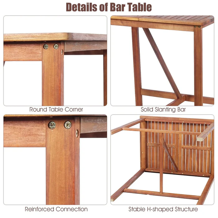 Eletriclife 3 Pieces Patio Bar Set with 2 Bar Stools and 1 Bar Table