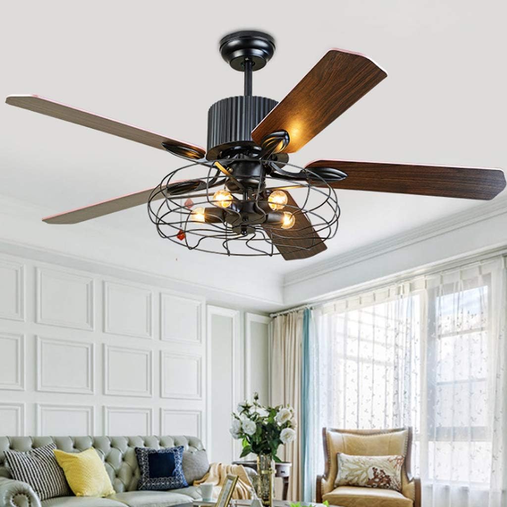 Retro Deckenventilatoren Mit Beleuchtung E27*5 Holzklinge Deckenleuchte Ventilator Deckenlampe 3 Dateien Einstellbare Windgeschwindigkeit Mit Fernbedienung Ultra Leise Esszimmer Wohnzimmer Kann Timing