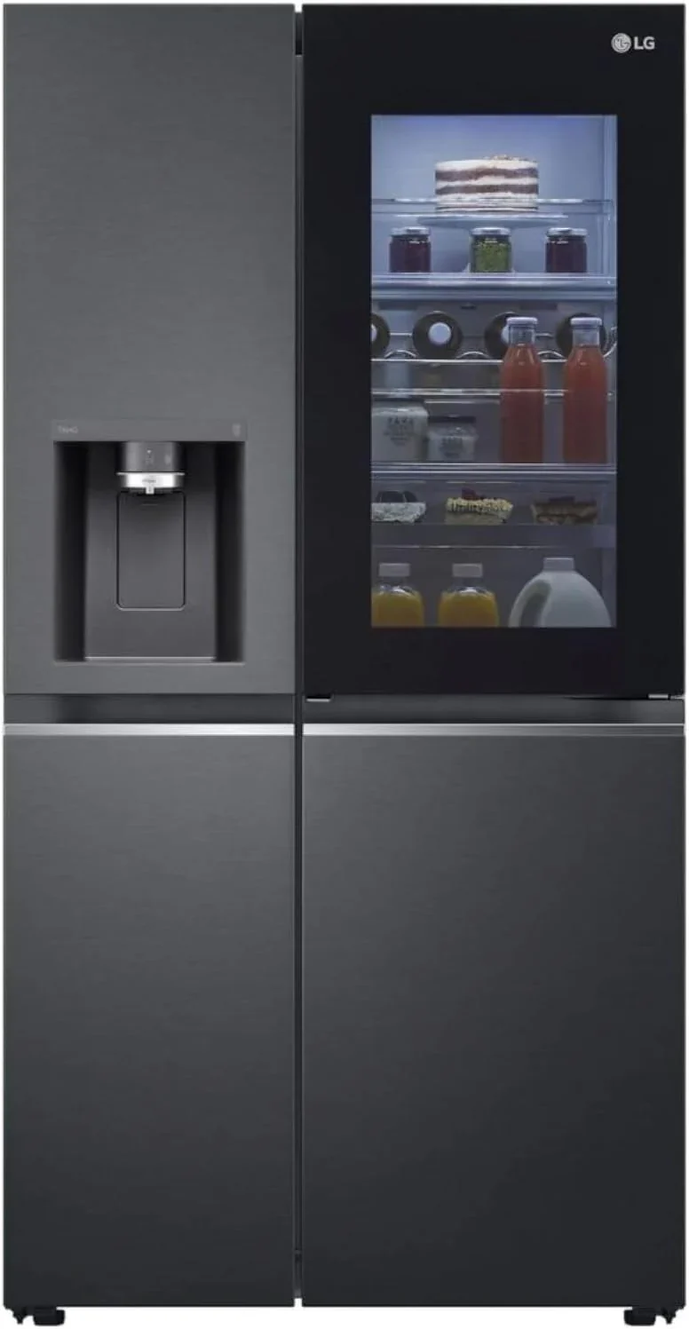 LG GSGV81PYLL Side by Side K��hlschrank, Klasse E, 635 L, Instaview, K��hlschrank mit Gefrierfach, Eis-, Crushed Ice- Wasserspender, Total NoFrost, Smart Inverter Kompressor, Wi-Fi