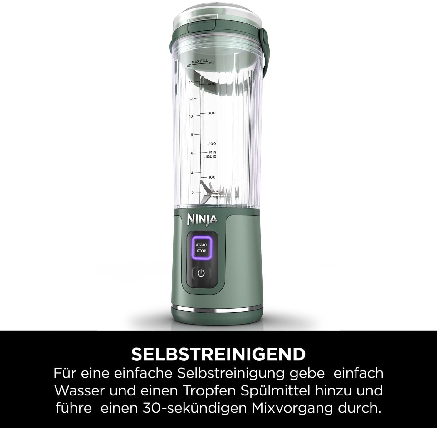 Ninja Blast Tragbarer Mixer / Blender / Smoothie Maker, 530ml Becher, Auslaufsicherer Deckel, Leistungsstarker Mini Standmixer, Kabellos & Wiederaufladbar, Zerkleinert Eis & Obst, Schwarz, BC151EUBK