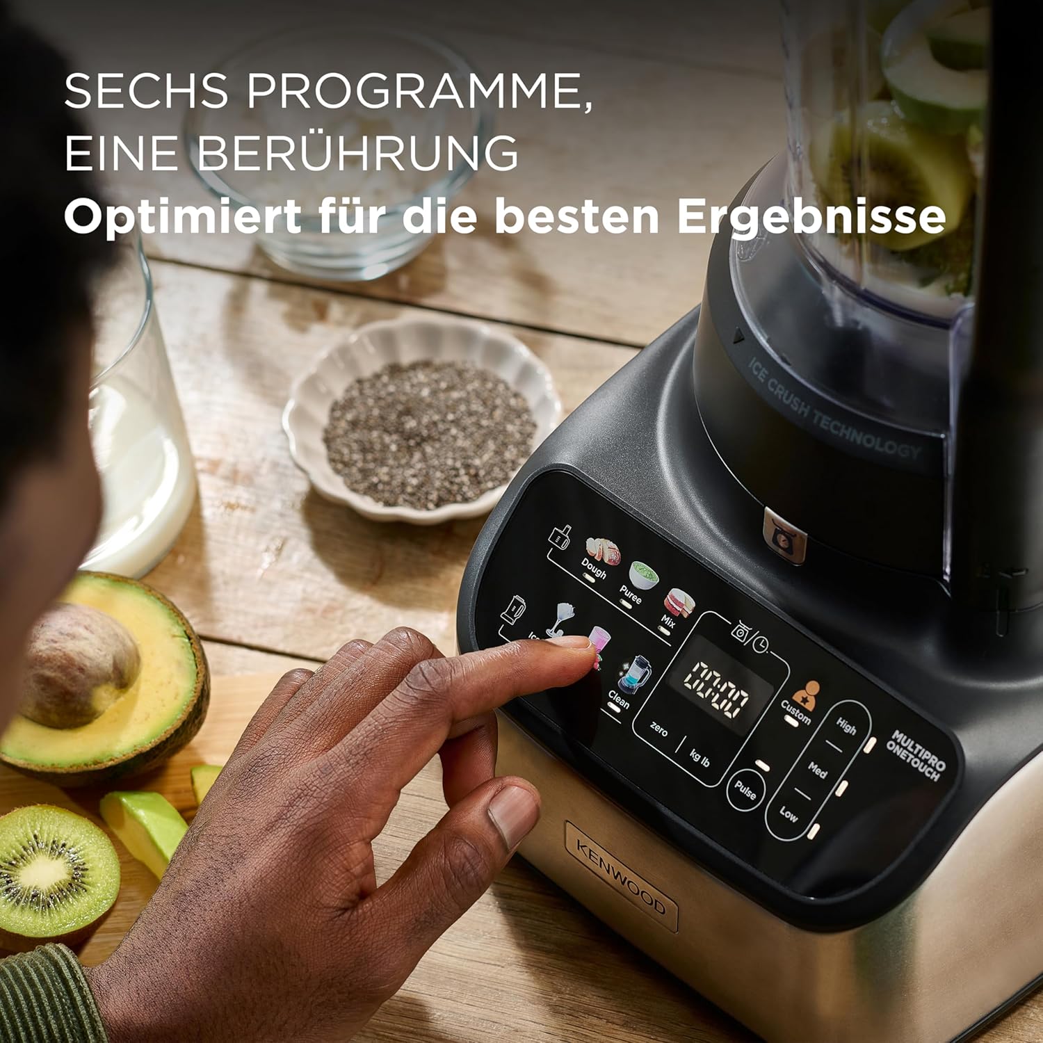 Kenwood MultiPro OneTouch FDM73.850SS – 3-in-1 Kompakt-Küchenmaschine & Mixer, 12 Zubehörteile, 6 Automatikprogramme, Variable Geschwindigkeit & Pulse-Funktion, Integrierte Waage, 1000 W, Silber