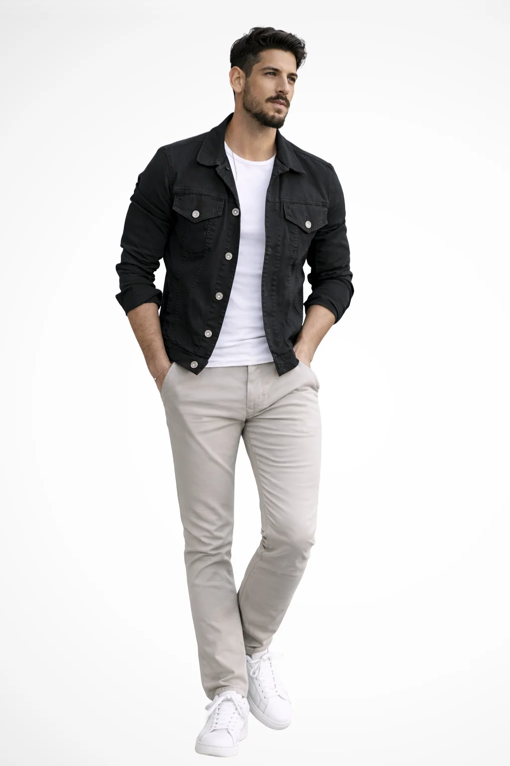 Herren Jeansjacke Slim Fit | Klassische Denim Jacke mit Knopfleiste und Brusttaschen | Strukturierte ��bergangsjacke f��r M?nner