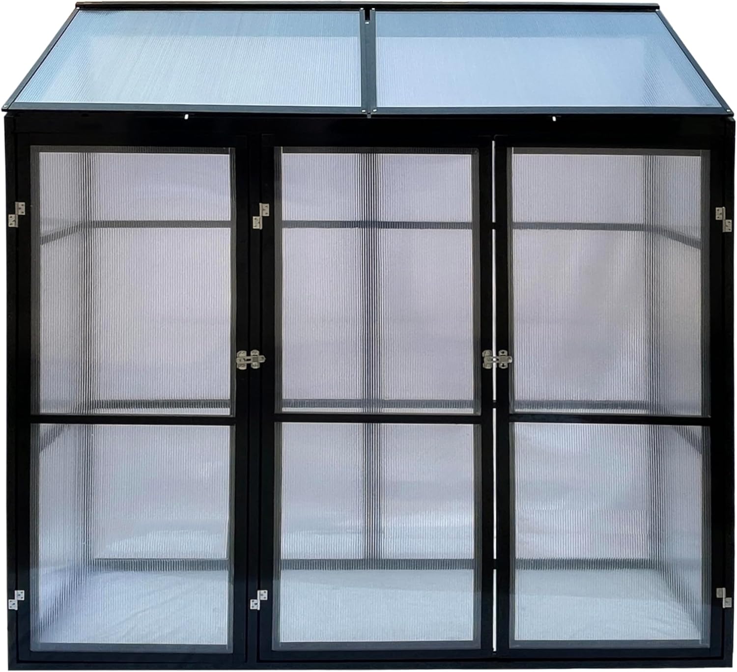Tomatenhaus Anlehngewächshaus Aufzuchtschrank Treibhaus Frühbeet Pflanzenhaus Aluminium Beistell-Gewächshaus klein mit Rückwand 180x55X190 cm(Schwarz)