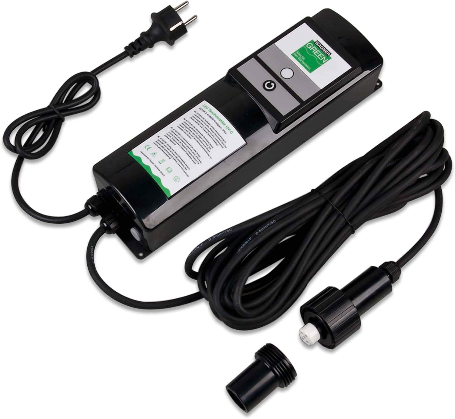 Wagner Green UVC Tauchstrahler 3-tgl. Bausatz mit Betriebsstundenzähler, UVC Teichklärer Lampe für den Gartenteich Koiteich Filter zur Entkeimung und Algenvernichter (80 Watt Amalgam 3-TLG. Bausatz)