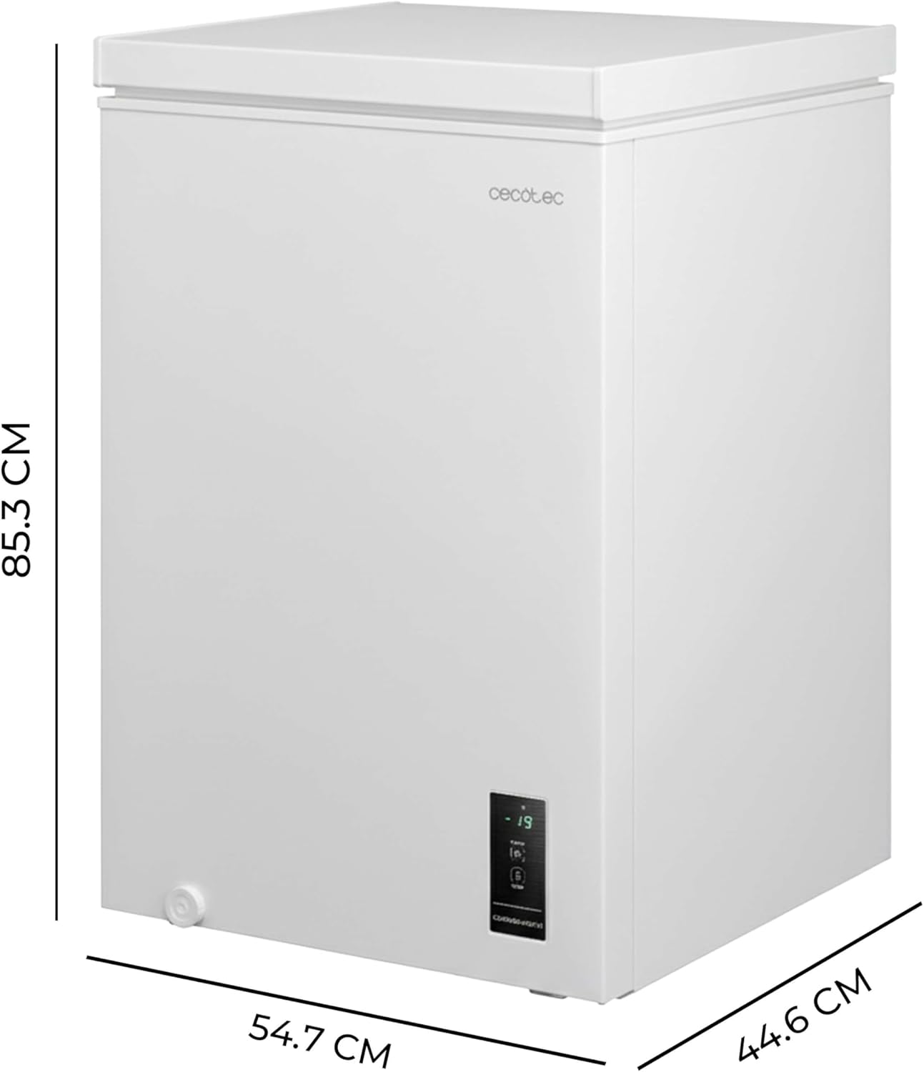 Congelador Horizontal Cecotec 99L Bolero CoolMarket Chest 99P Blanco E. Cesta con Asas, Control Electrónico LED, UltraContact D-Cool, Función Dual, Puerta ZeroG (80º-30º), Congelación Rápida, Compacto