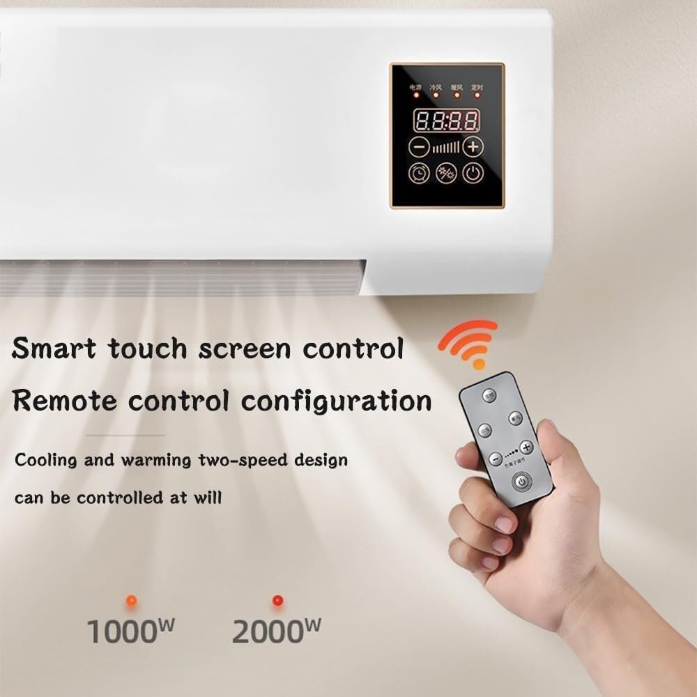 Mini-Klimaanlage – Wandmontiertes Heiz- und Kühlgerät mit Fernbedienung, ideal für Zelt, Schlafzimmer, Wohnzimmer, Büro, 8-Stunden-Timerfunktion