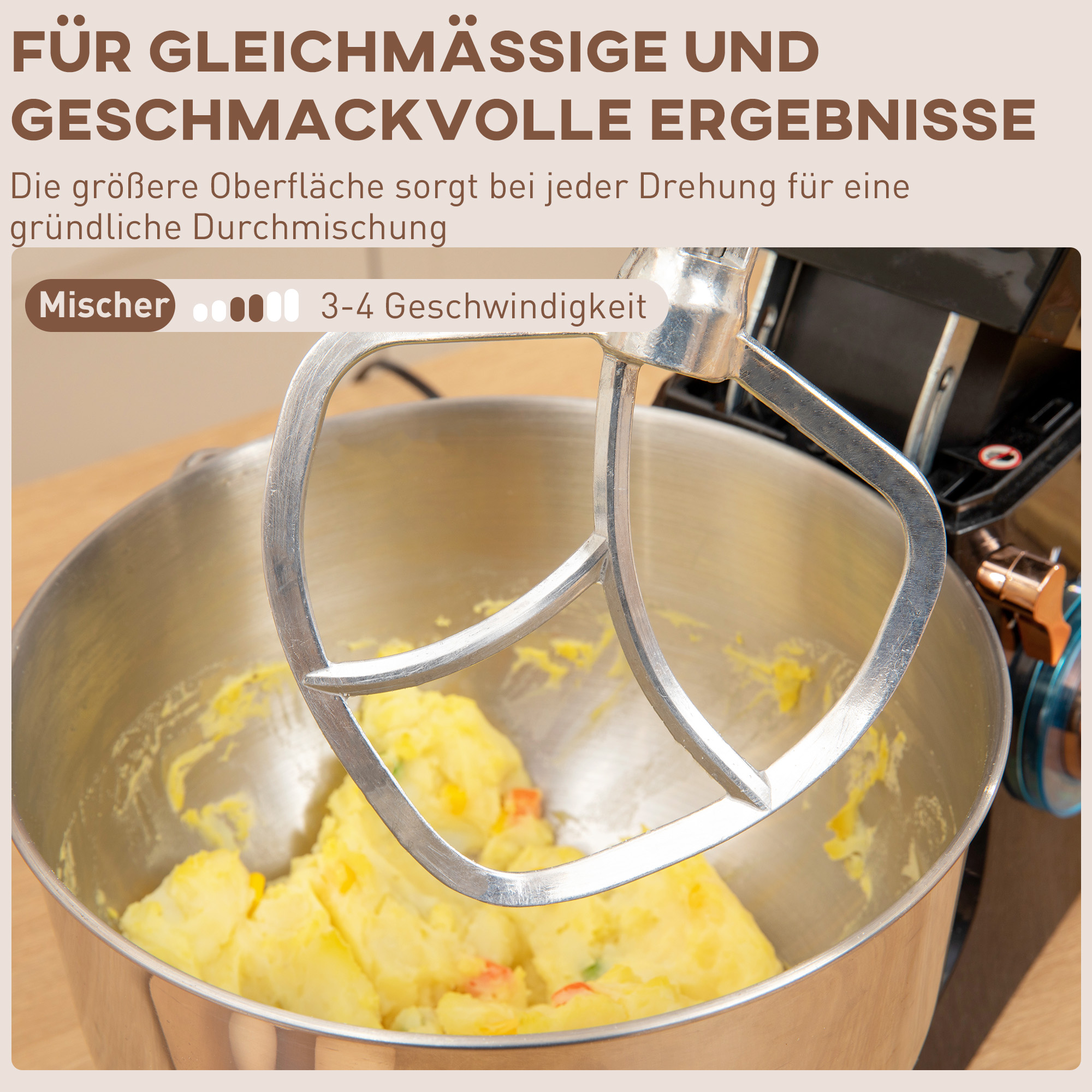 Staande Mixer, Keukenmachine, Mixer, 6 Standen, 5,5L Roestvrijstalen Kom, Zwart