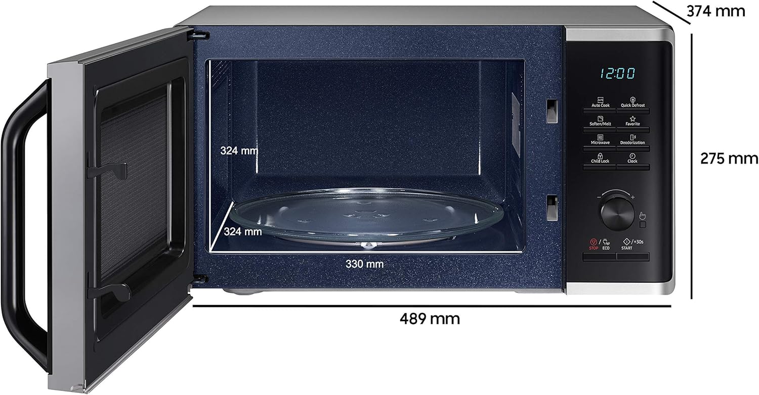 MS2AK3515AS/EG Mikrowelle, 800 W, 23 ℓ Garraum, 48,9 cm Breite, Kratzfester Keramik-Emaille-Inneraum, QuickDefrost Auftauprogramme, Silber