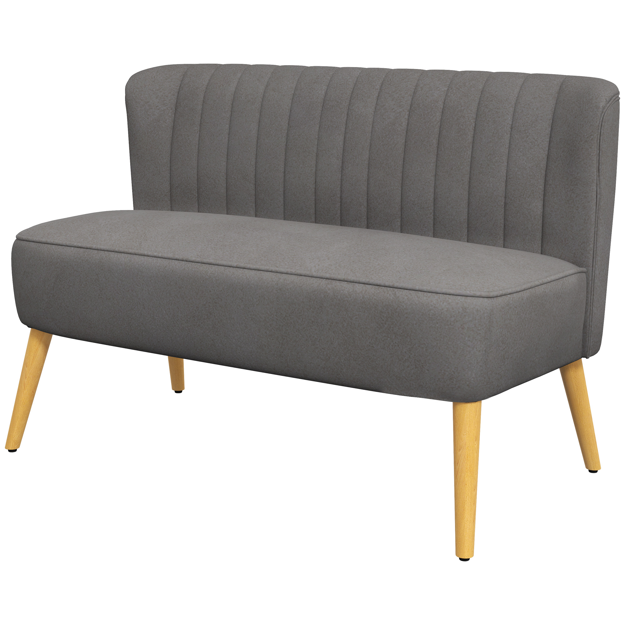 Sofa Retrodesign 2-zitsbank, houten poten, 117 cm x 56,5 cm x 77 cm, Donkergrijs