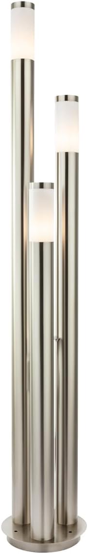 Moderne Wegeleuchte 3-flammig aus Edelstahl in Silber, Höhe 170cm