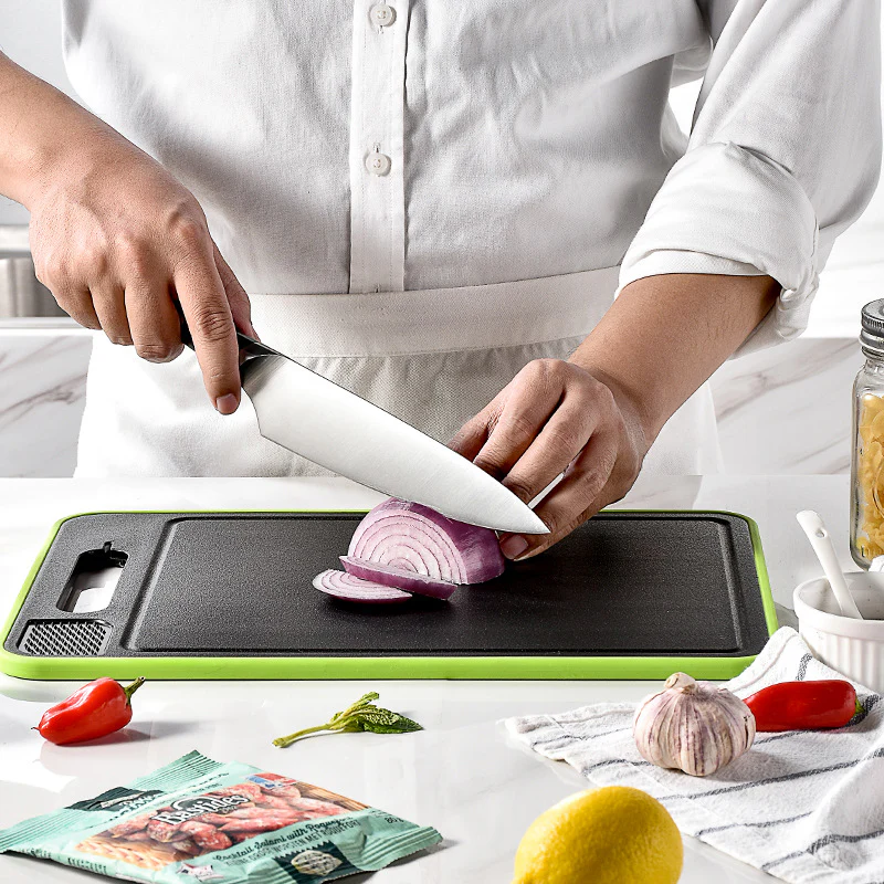 4-in-1 Defrosting Cutting Board with Knife Sharpener �?Double-Sided Smart Chopping Board & Food Prep Tool