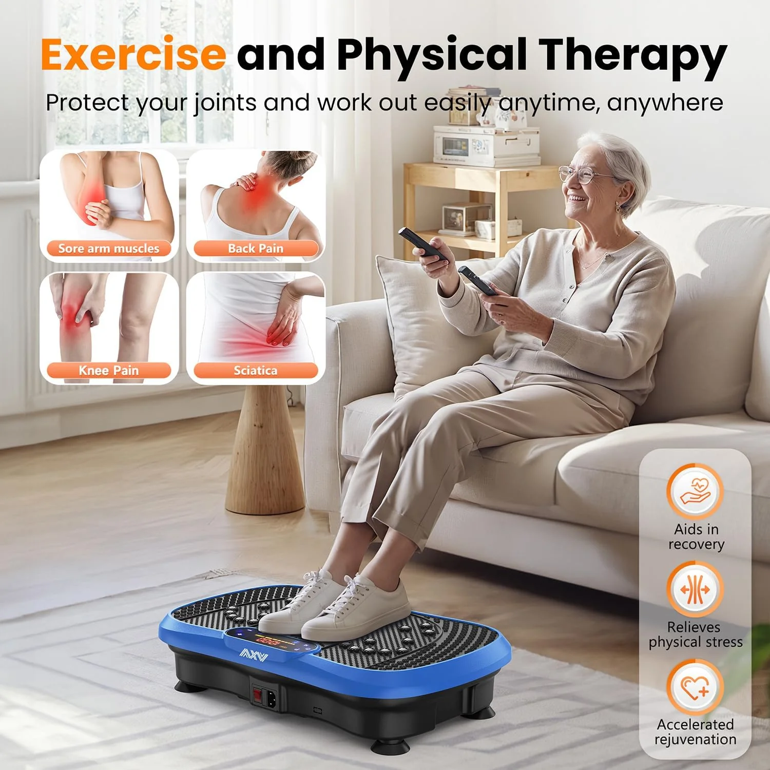 AXV Vibration Plate Fitness Platform Trainer Suitable for men and women to lose weight and burn fat at the gym