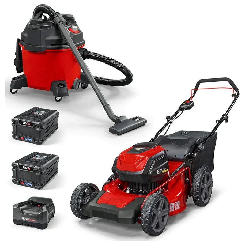 82V MAX 21�测�� Electric Cordless Lawn Mower. Steel Deck. 3-in-1 Design. Red/Black
