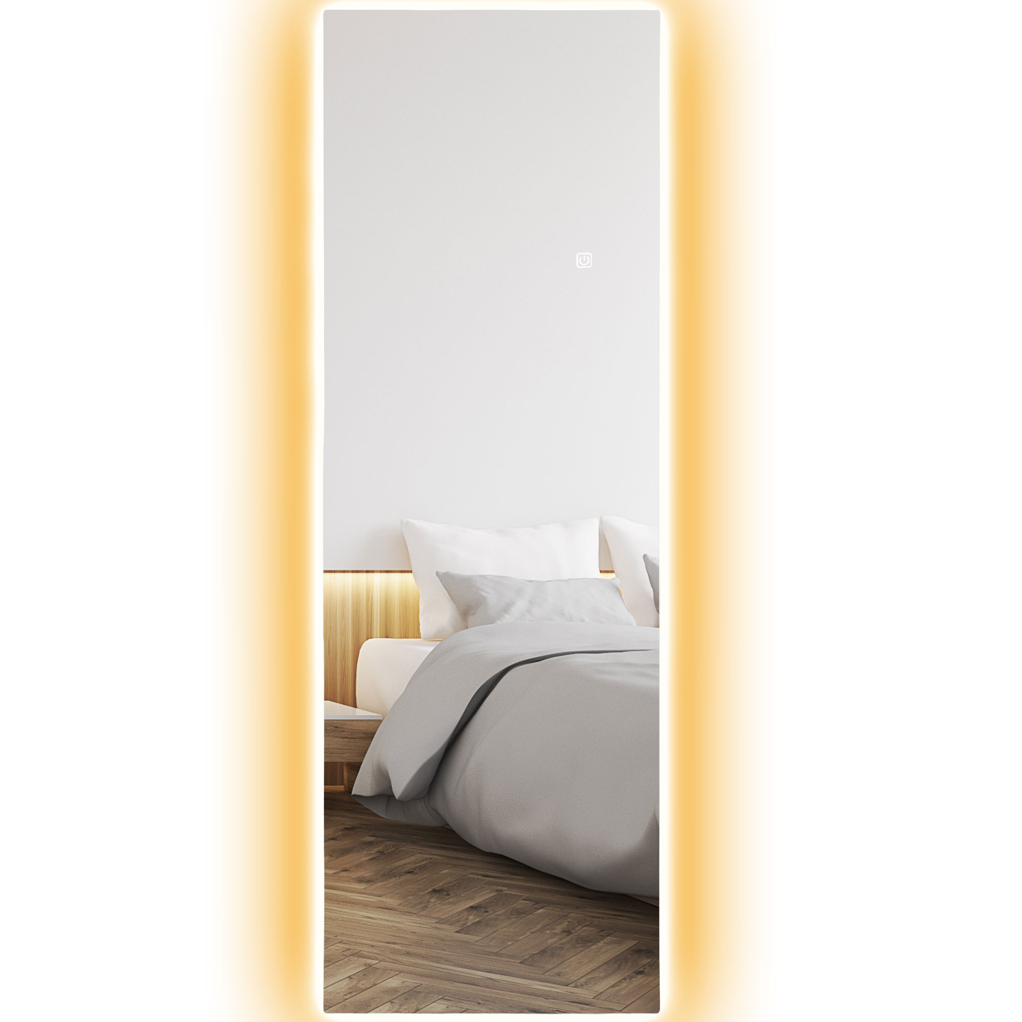 LED Volledige lichaamsspiegel, dimbaar, randloos, Touch-bediening, 40 x 120 cm