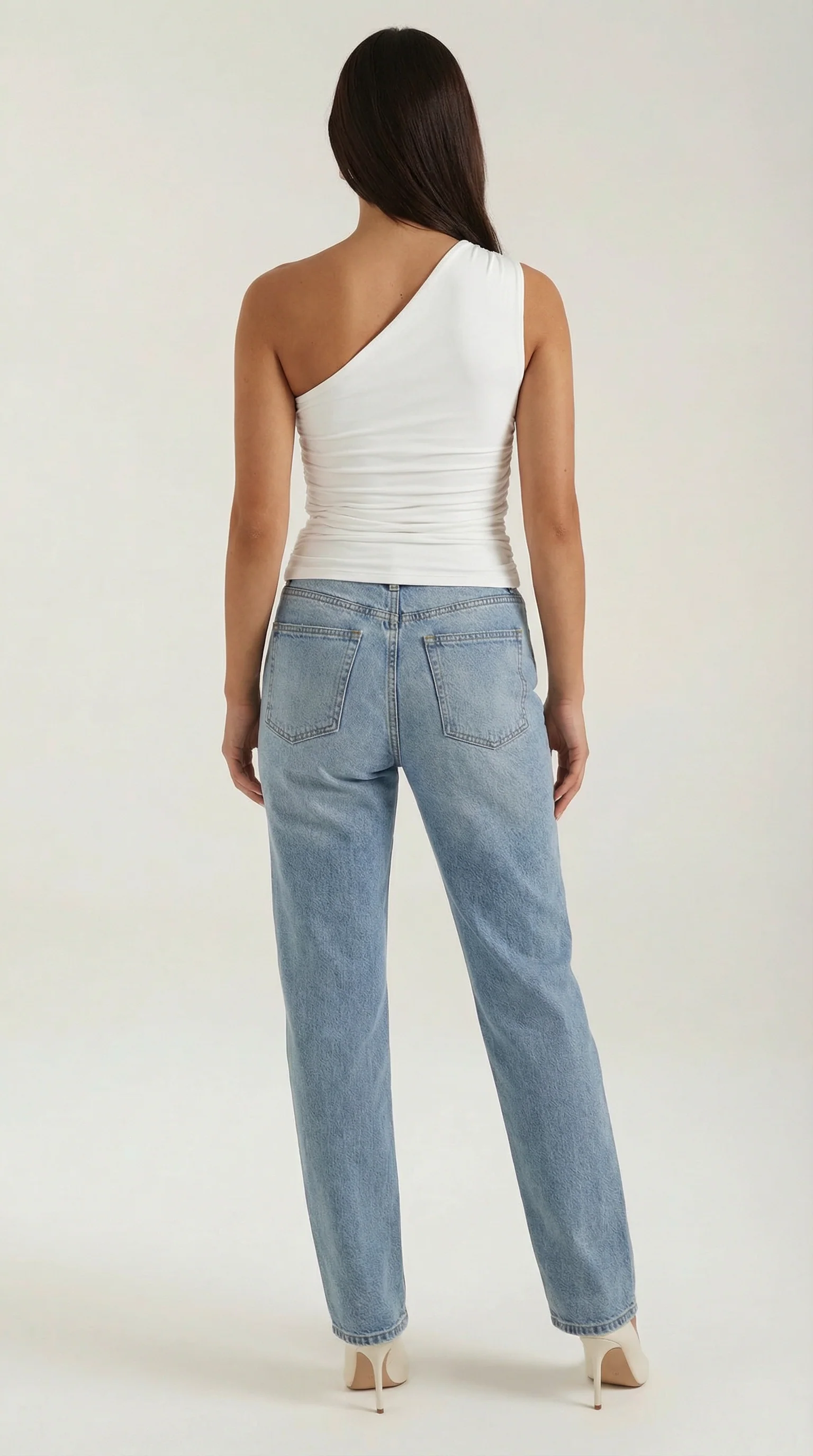 ?rmelloses One-Shoulder-Top mit seitlicher Raffung