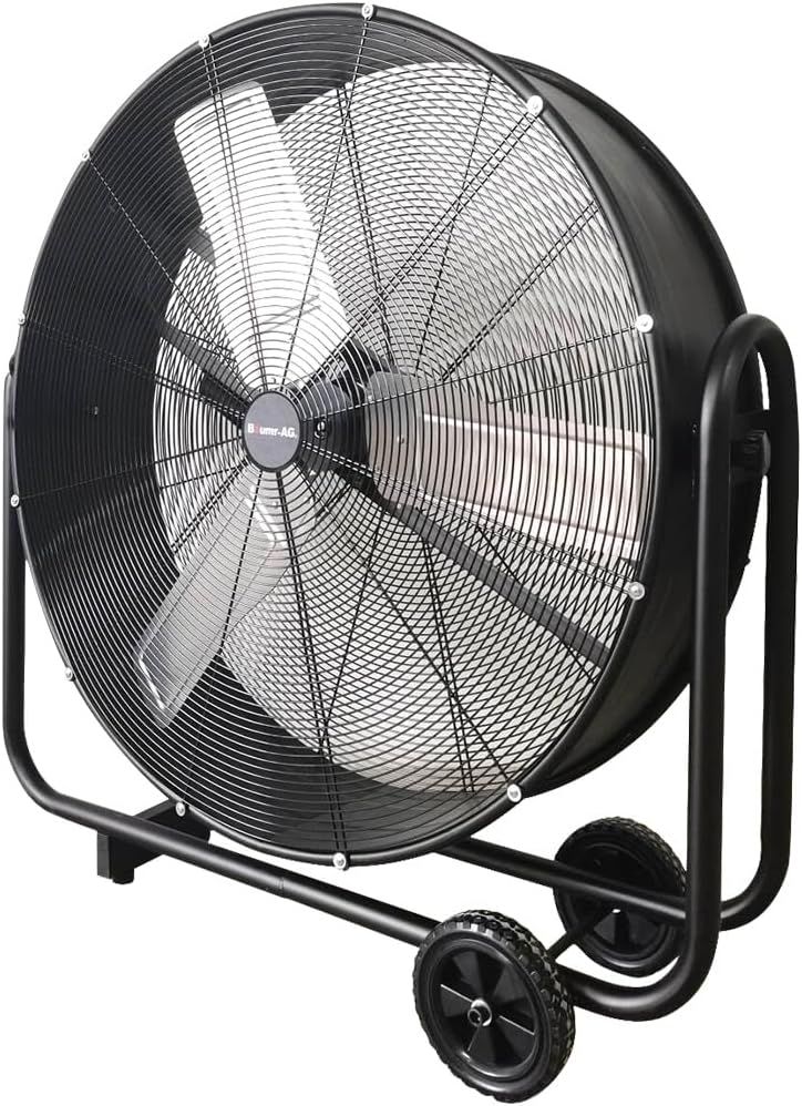 Baumr-AG 36-Inch Industrial Mobile Floor Fan with Brushless Motor, Adjustable Tilt, Heavy-Duty Frame