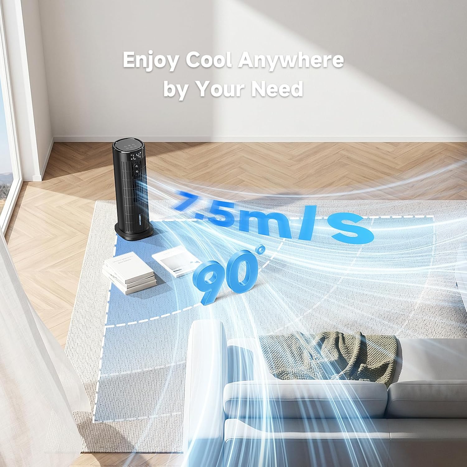 Mobile Klimaanlage, leise tragbare Klimaanlage, Luftkühler mit Ventilatorstufen, Timer, großvolumiger Wassertank, Klimaanlage für Schlafzimmer, Büro（Schwarz）