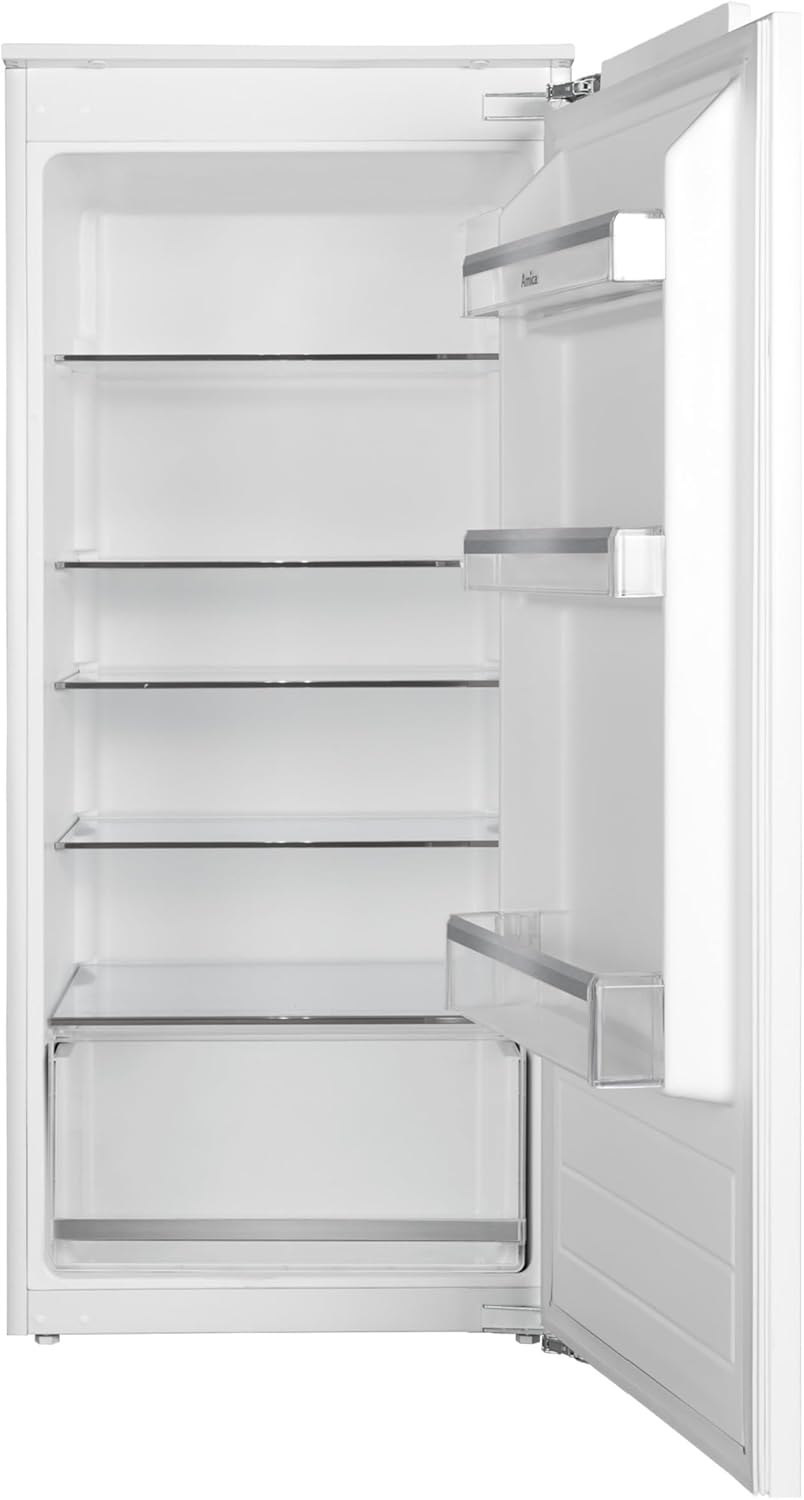 Amica Einbau‑Vollraum‑Kühlschrank Schlepptür‑Technik 1220 mm Nische elektronische Steuerung Inverter‑Motor LED‑Beleuchtung 54 x 122,1 x 54 cm – Einbaukuehlschrank
