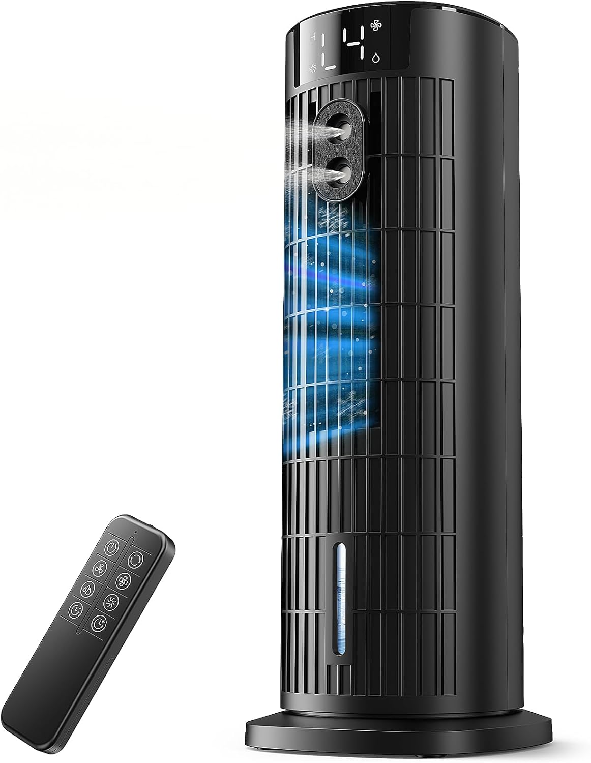 Mobile Klimaanlage, leise tragbare Klimaanlage, Luftkühler mit Ventilatorstufen, Timer, großvolumiger Wassertank, Klimaanlage für Schlafzimmer, Büro（Schwarz）