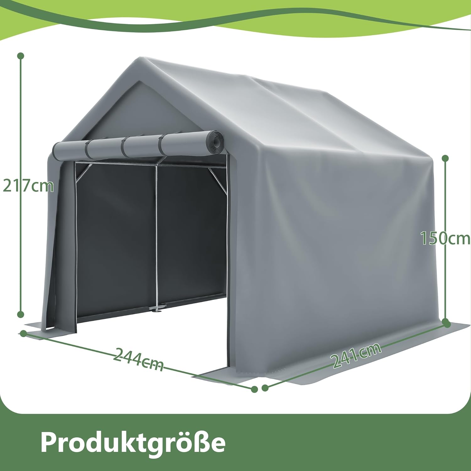 Fahrradgarage Geräteschuppen 244x241x217cm – winterfestes wasserdichtes Lagerzelt & Garagenzelt für Fahrräder, Motorräder mit stabilem Stahlrahmen