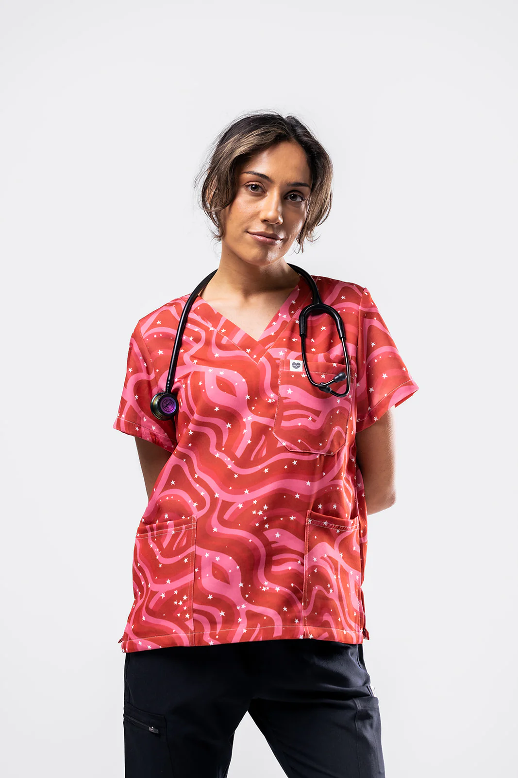 Retro Red Scrub Top
