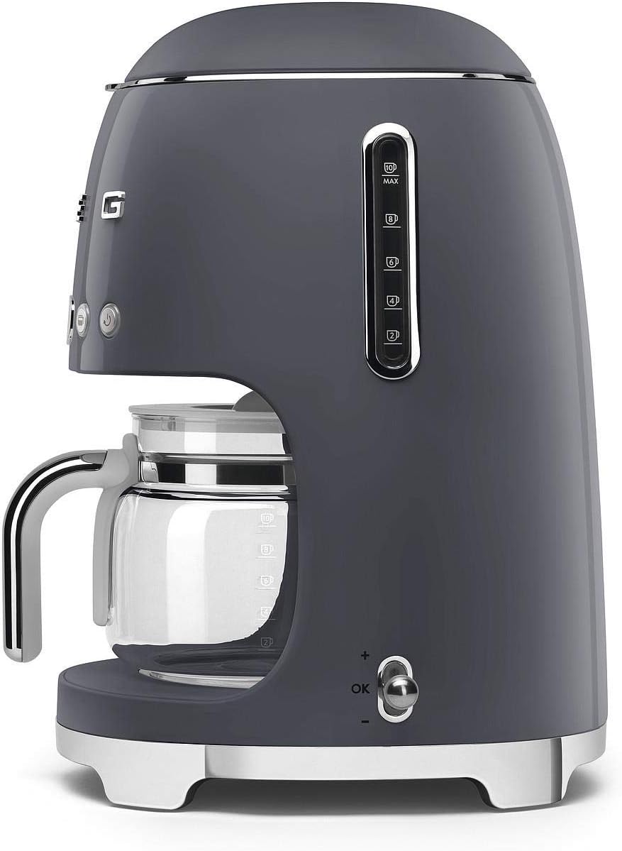 Smeg, DCF02BLMEU, Filter-Kaffeemaschine, Aroma und Autostart-Funktion, Glaskaraffe bis 12 Tassen, 2 Intensitätsniveaus, Warmhaltefunktion, 1050W, Mattschwarz