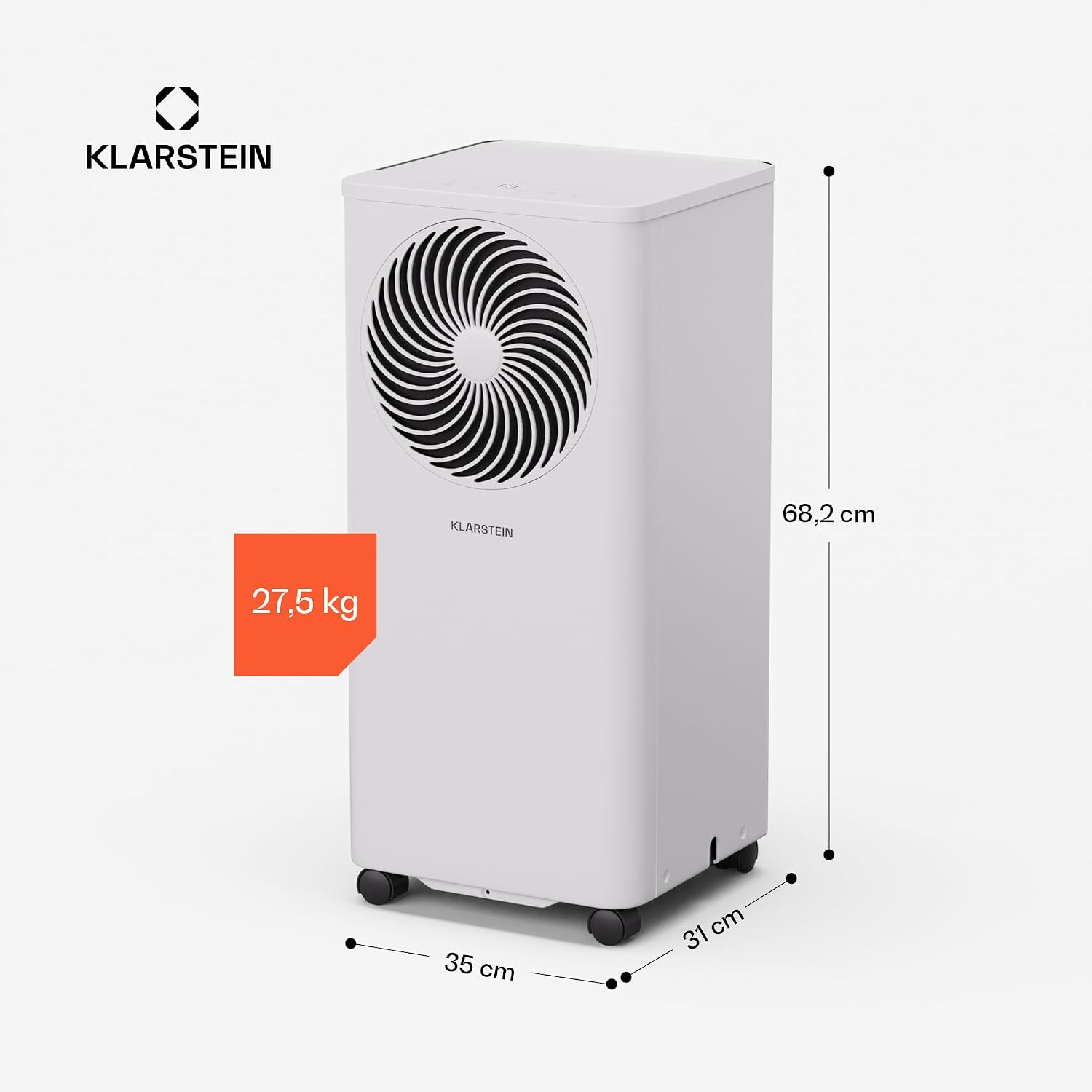 Klarstein Aero Ring Mobiles Klimagerät – 7000 BTU, 3-in-1: Kühlen, Entfeuchten & Ventilator, Smart App & Sprachsteuerung, Für Räume bis 25 m², Energieeffizienz A, R290, Leichtgängige Rollen, Weiß