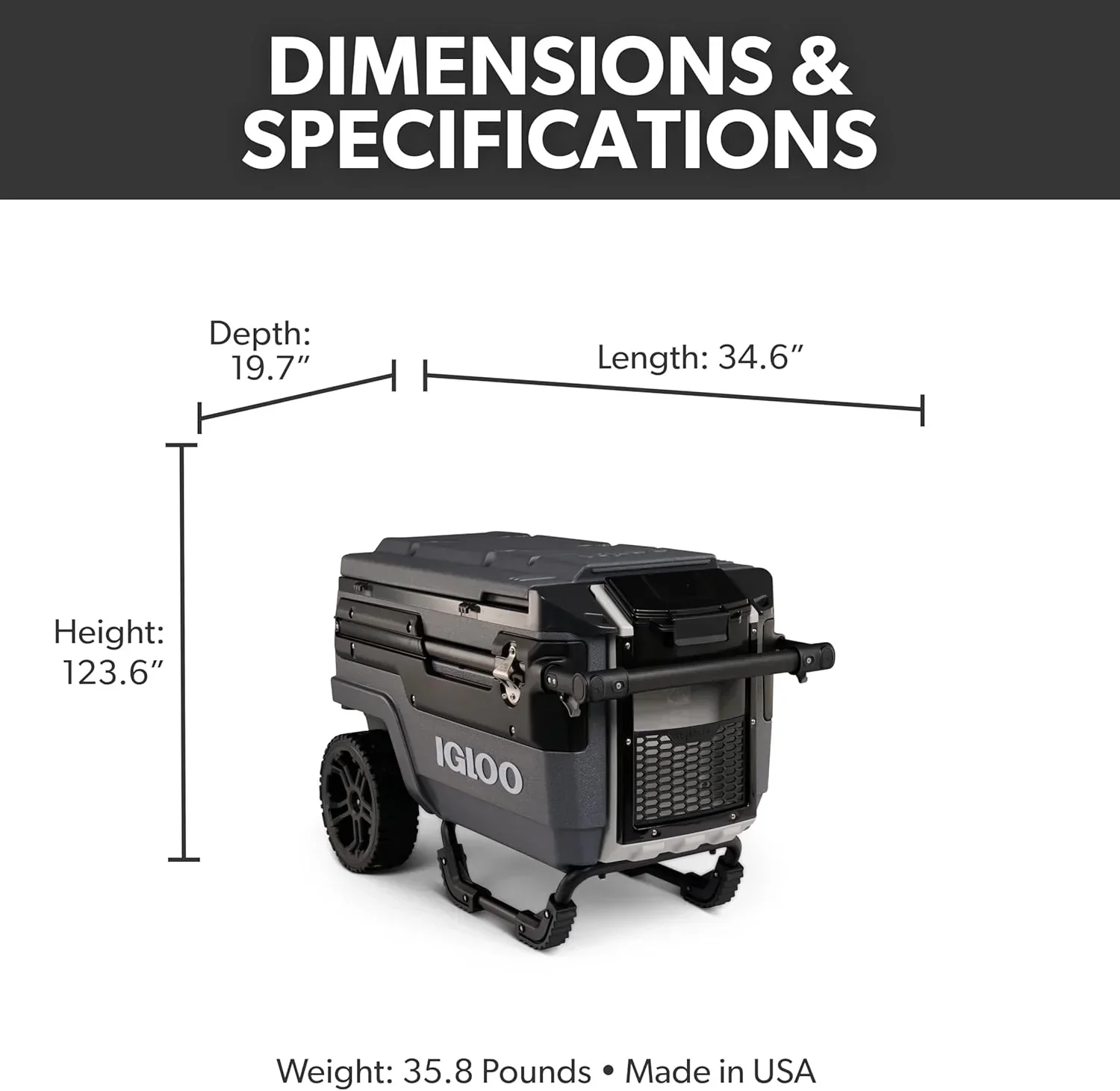 70Qt Wheeled Cooler Insulated Hard Shell Ice Chest