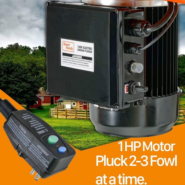 SuperHandy Electric Chicken Plucker, 1HP 280RPM, Stainless Steel, 92 Fingers, Drum, Heavy Duty Poultry De-Feathering Machine