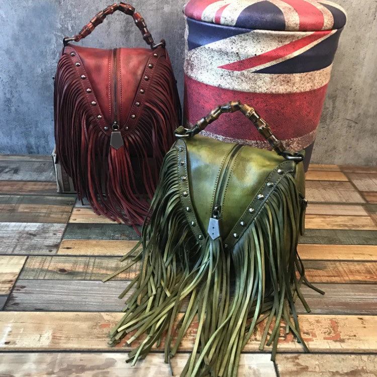 Boho Leather Crossbody Fringe Handbag
