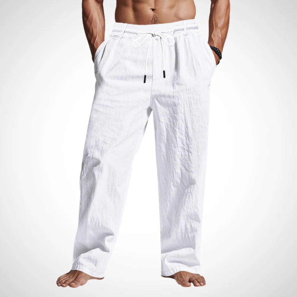 Atmungsaktive Leinenhose f��r Herren - Relaxed Fit mit Kordelzug