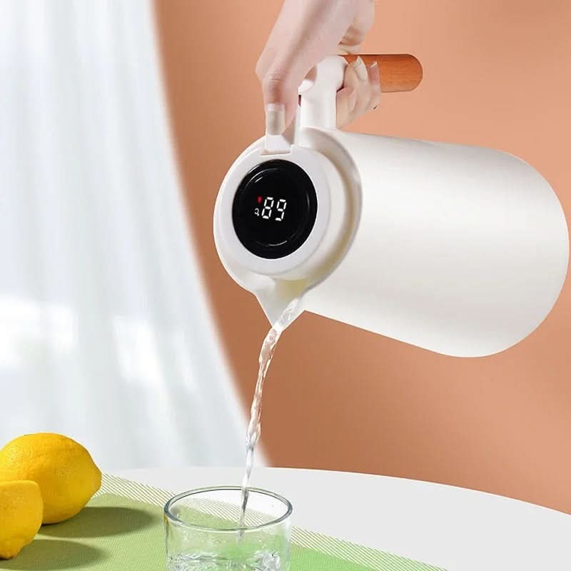Thermoskanne mit Temperaturanzeige 1L f��r Kaffee und Tee
