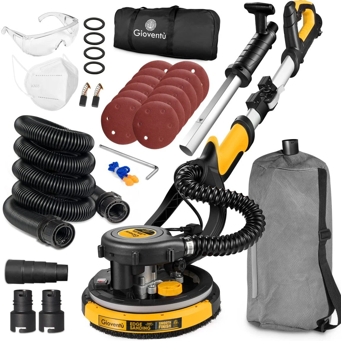 Giovent® Electric Drywall Sander with Dust Extraction, Suitable for Popcorn Ceilings