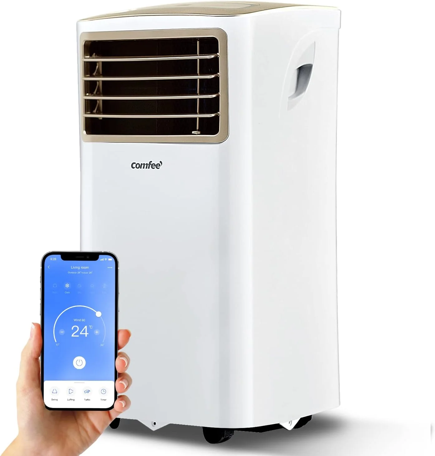 Comfee Mobiele Airco Easy Cool 2.0, 7000 BTU 2,0kW, Koelen & Ventileren & Ontvochtigen, Ruimtegrootte tot 68m(25�O), APP-bediening/Alexa/Google Home/IFTTT, Mobiele airconditioning met luchtafvoerslang