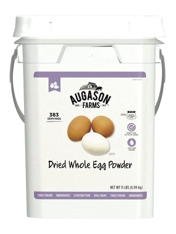 Augason Farms Dried Whole Egg Powder Emergency Food Supply 11 Pound 4-Gallon Pail 383 Servings
