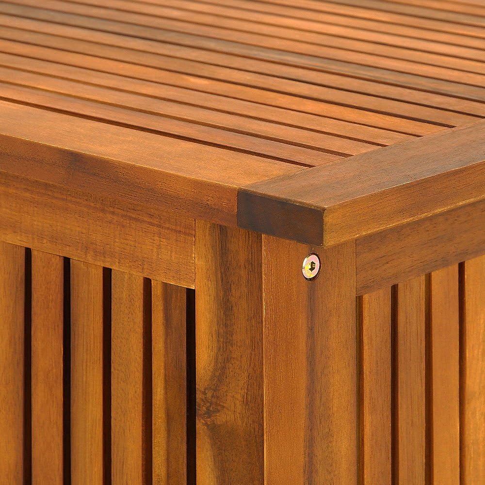 Casaria® Gartenbox Holz Akazie 205L Deckel 160kg Belastbarkeit Wetterfest Auflagenbox Aufbewahrungsbox Garten Balkon Wintergarten Sitztruhe 115x50cm