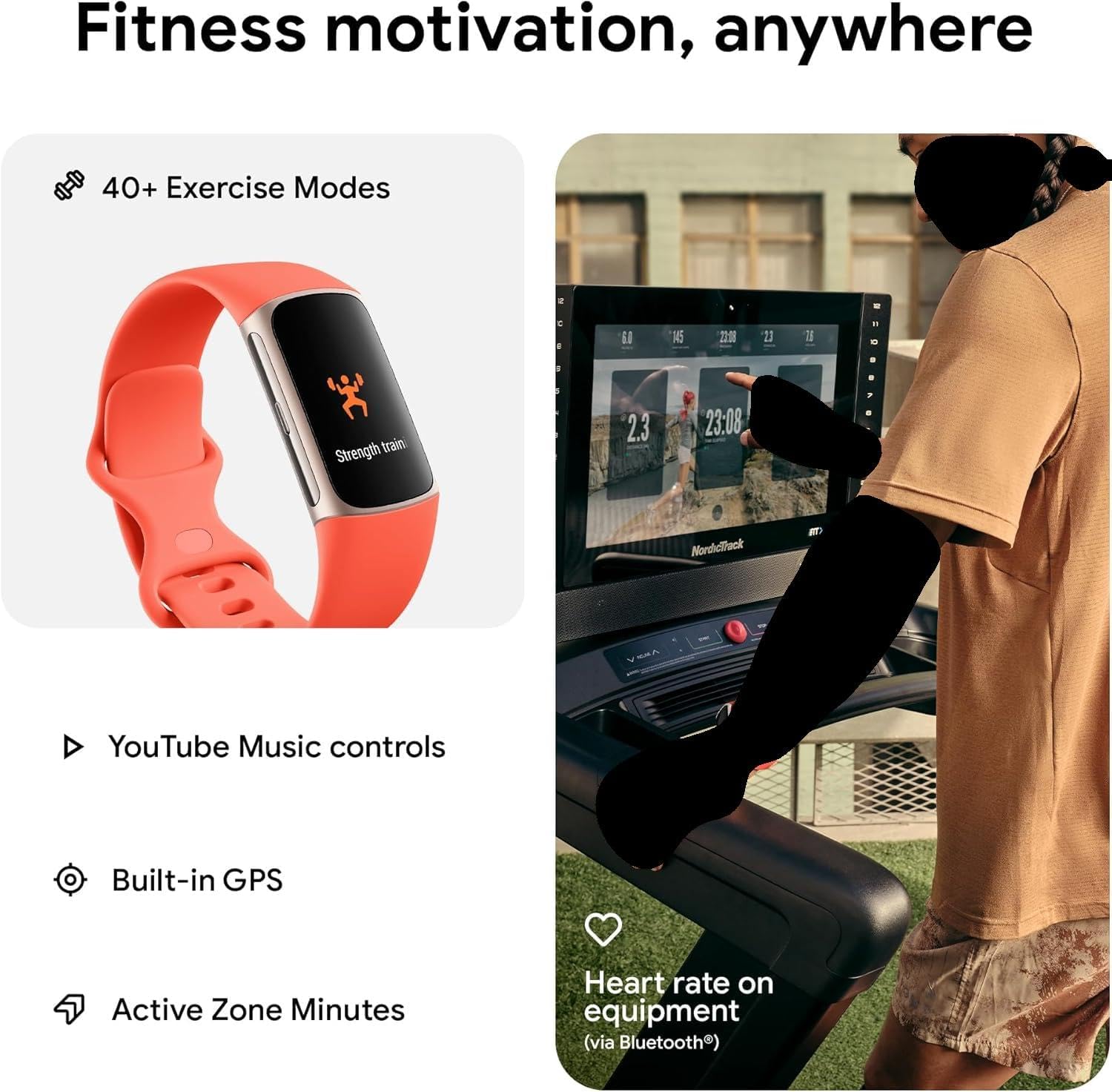 Fitbit Charge 6 Fitness Tracker (Bundle) - Schwarz/Obsidian - Herzfrequenz, GPS, Schlaf- & Stress-Tracking + Schnellladegerät & Reinigungstuch (Koralle)