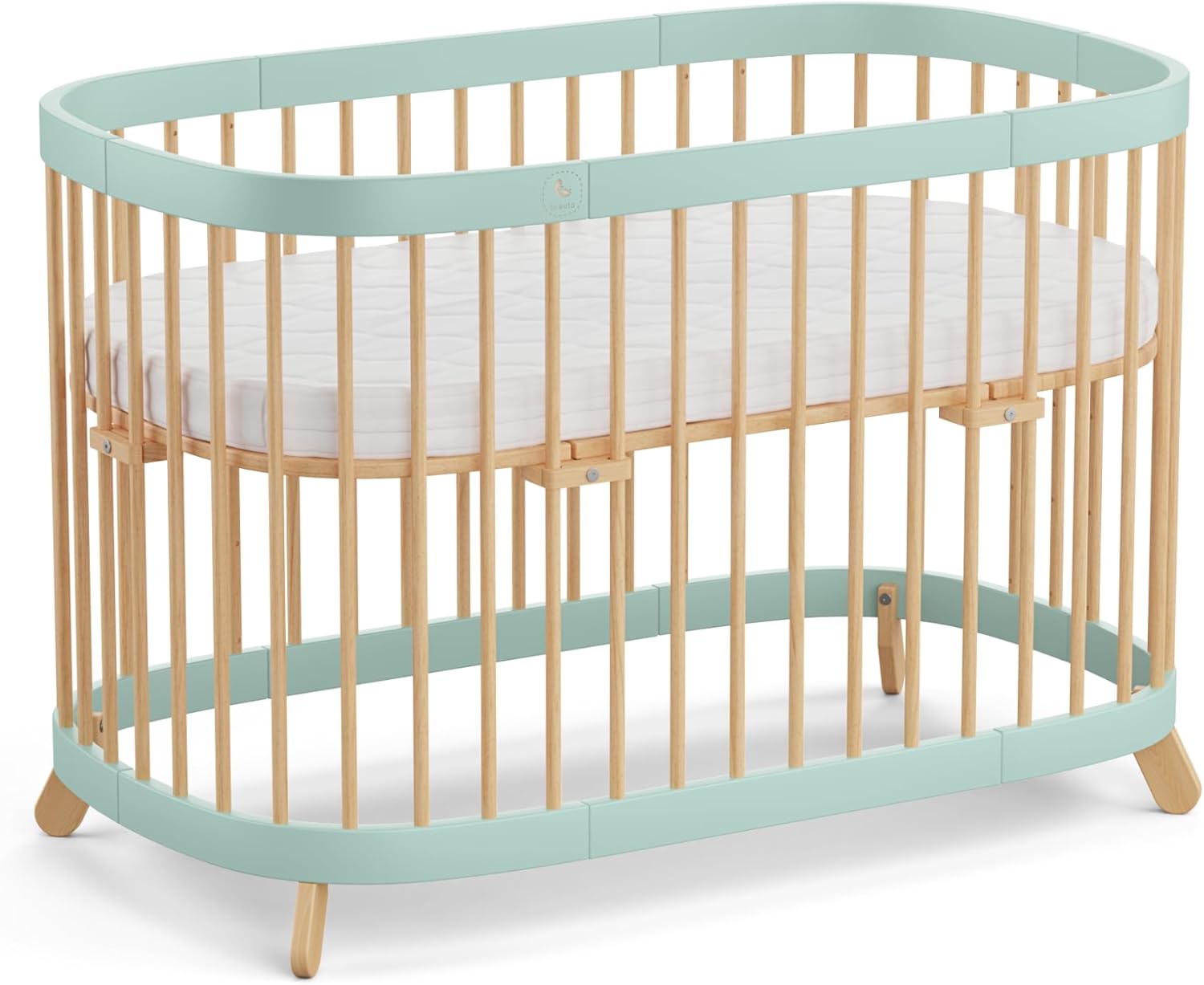 tweeto® Babybett 7 in 1 – mitwachsendes Babybett aus Holz | höhenverstellbares Beistellbett & Gitterbett | umbaubar zu Kinderbett & Laufstall (Buche Natur)