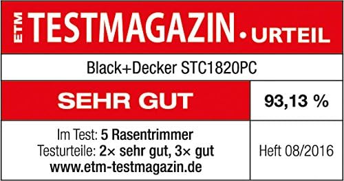 Black+Decker Rasentrimmer mit Akku Rasenkantenschneider Freischneider mit Fadenverlängerung auf Knopfdruck Fadenverlängerung (mit 1x18V 2.0 AH, 28 cm Schnittbreite, Einzelfaden 9 m/1,6 mm) STC1820PC