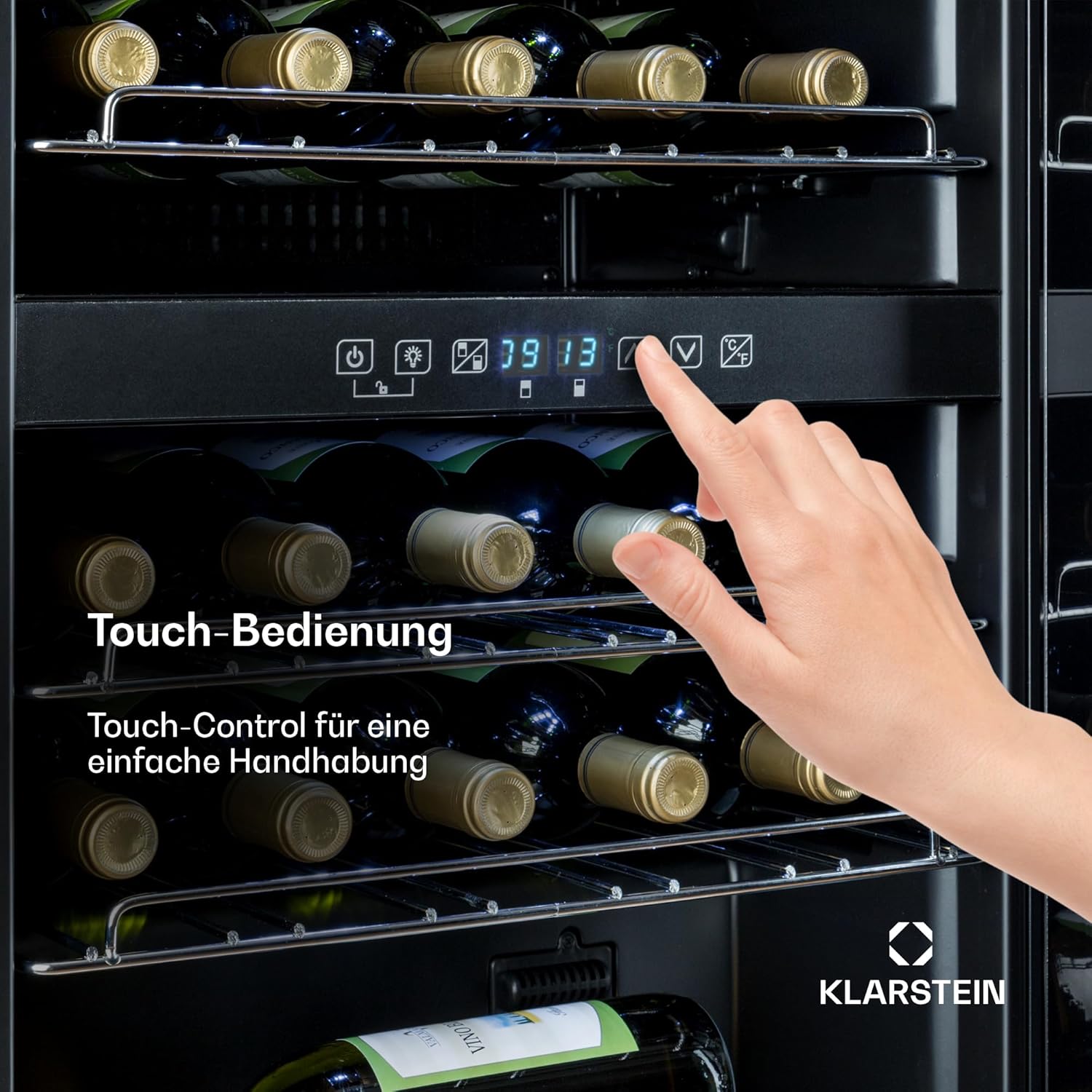 Klarstein Weinkühlschrank, 2 Zonen Getränkekühlschrank Klein, Freistehender Kleiner Weinschrank 80L, Wein-Kühlschrank mit Glastür, Indoor/Outdoor Flaschenkühlschrank, Wine Fridge 29 Flaschen